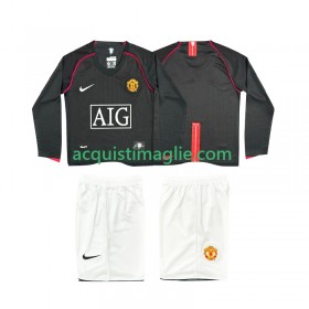 Divisa di Calcio Manchester United 2007 2008 Retro Bambino Trasferta Manica Lunga